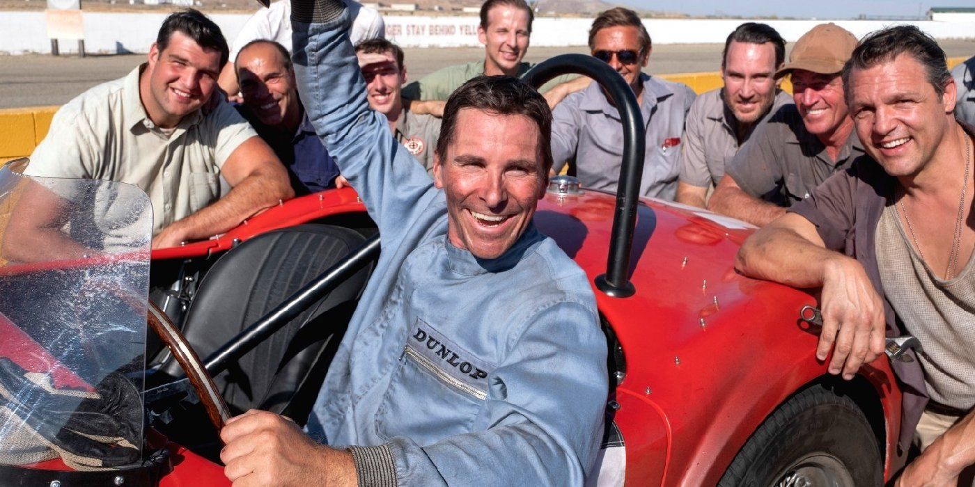 Christian Bales driver a race car in Ford V Ferrari