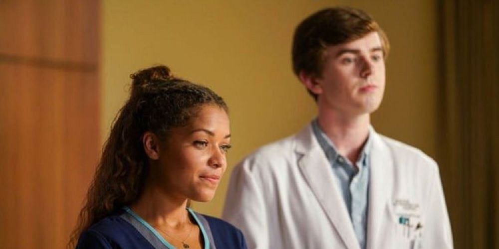 Claire Browne and Shaun Murphy standing next to each other in The Good Doctor.