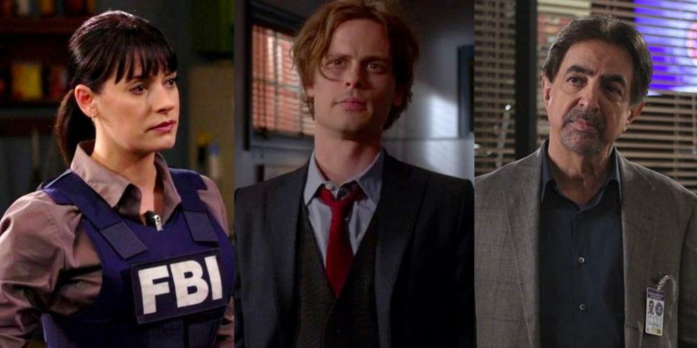 Prentiss, Reid, and Rossi of Criminal Minds in a split screen image