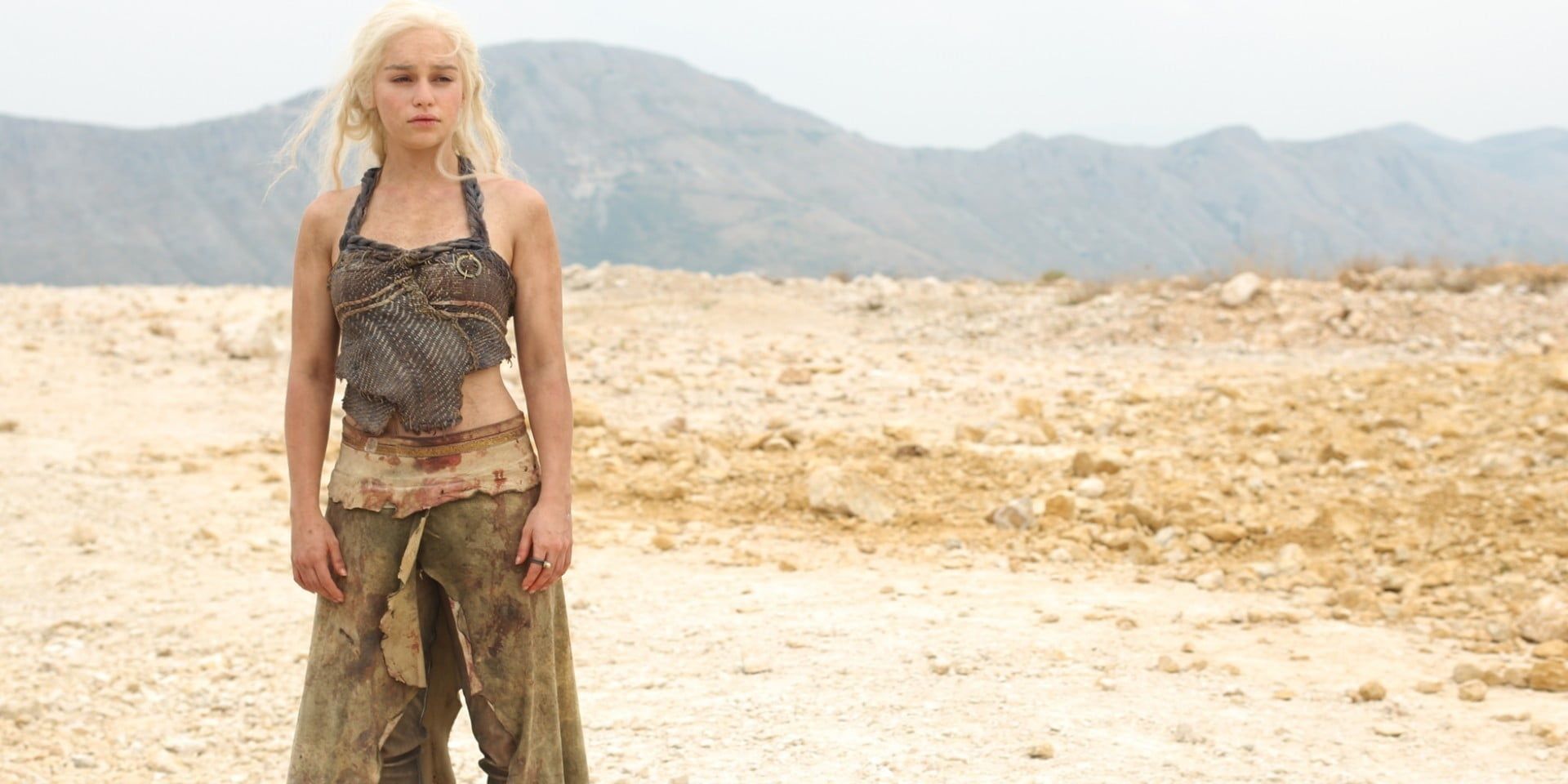 Daenerys Targaryen in the red waste on Game of Thrones