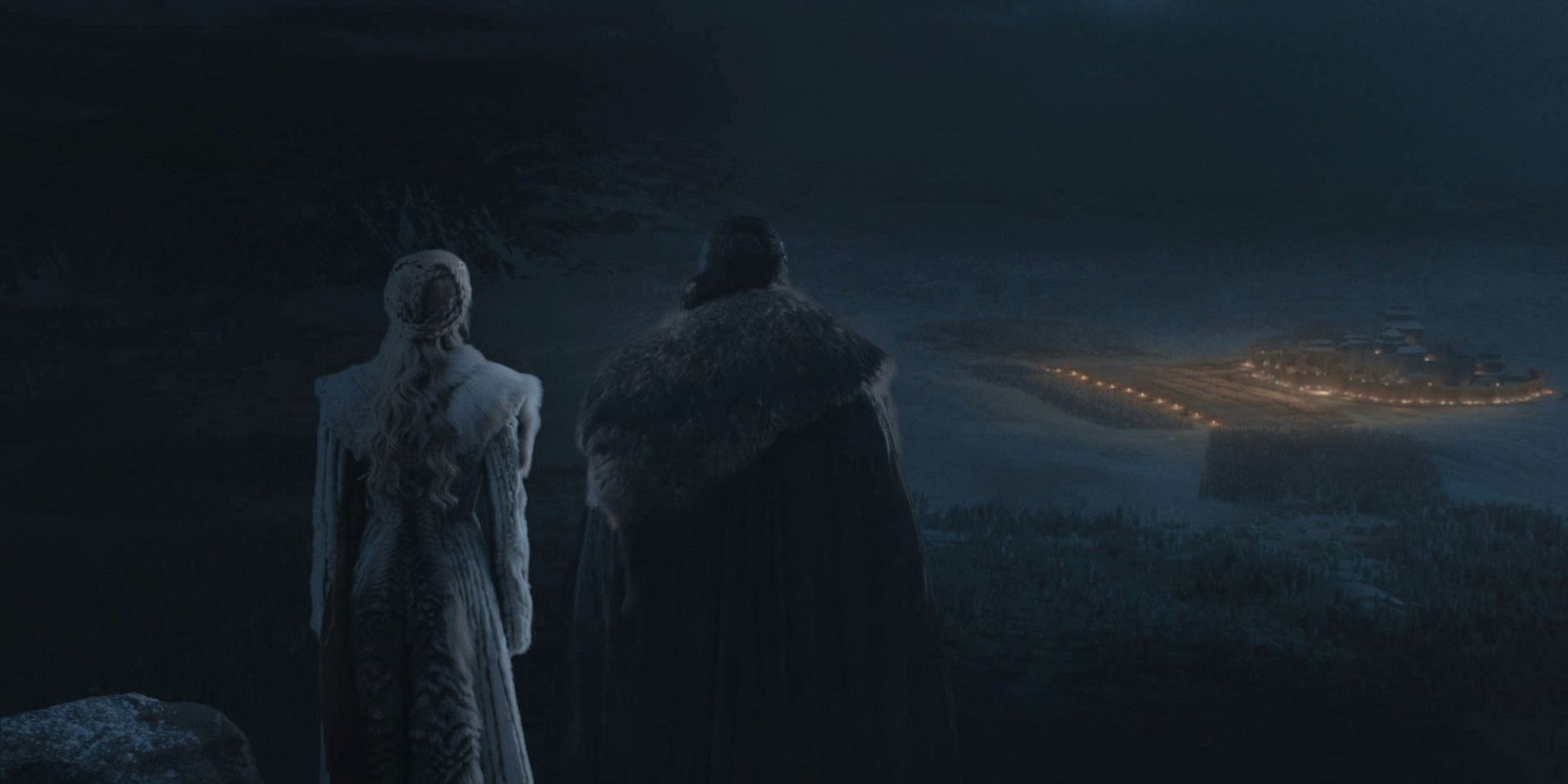 Daenerys Targaryen and Jon Snow watch the Battle of Winterfell in Game of Thrones