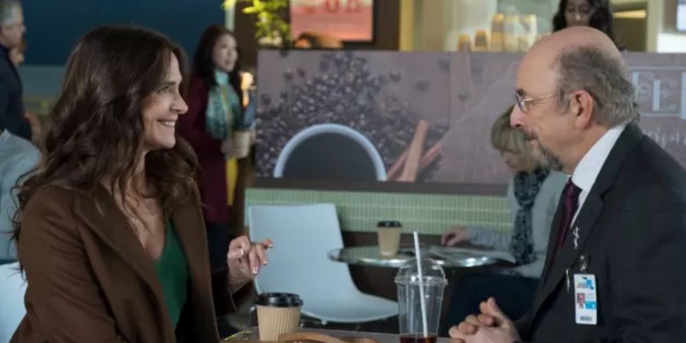 Dr Glassman and Debbie bonding over coffee in The Good Doctor