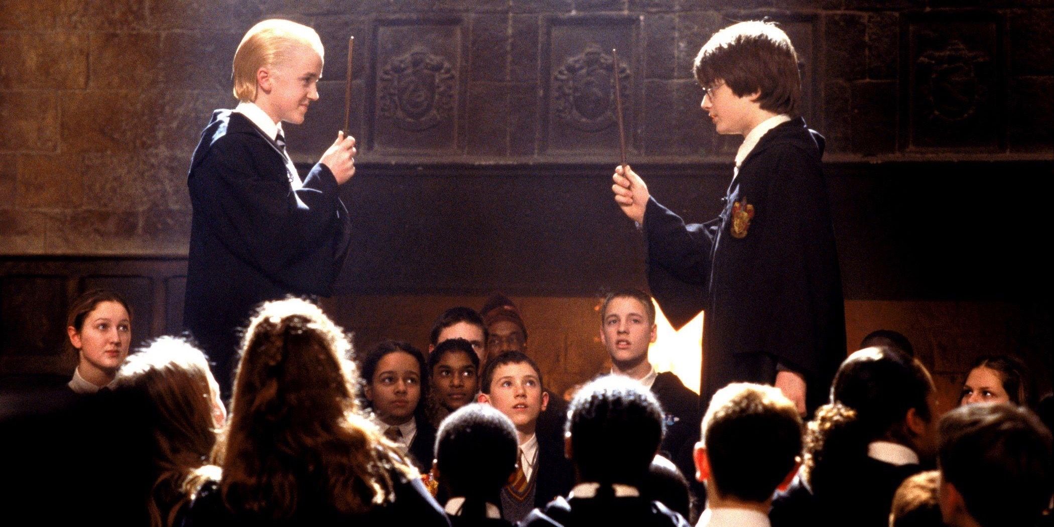 Draco and Harry at dueling club