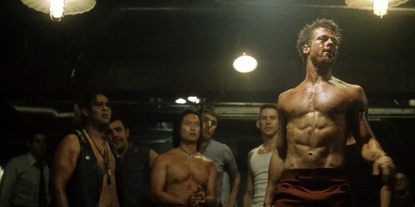 Brad Pitt after a brutal fight scene in Fight Club