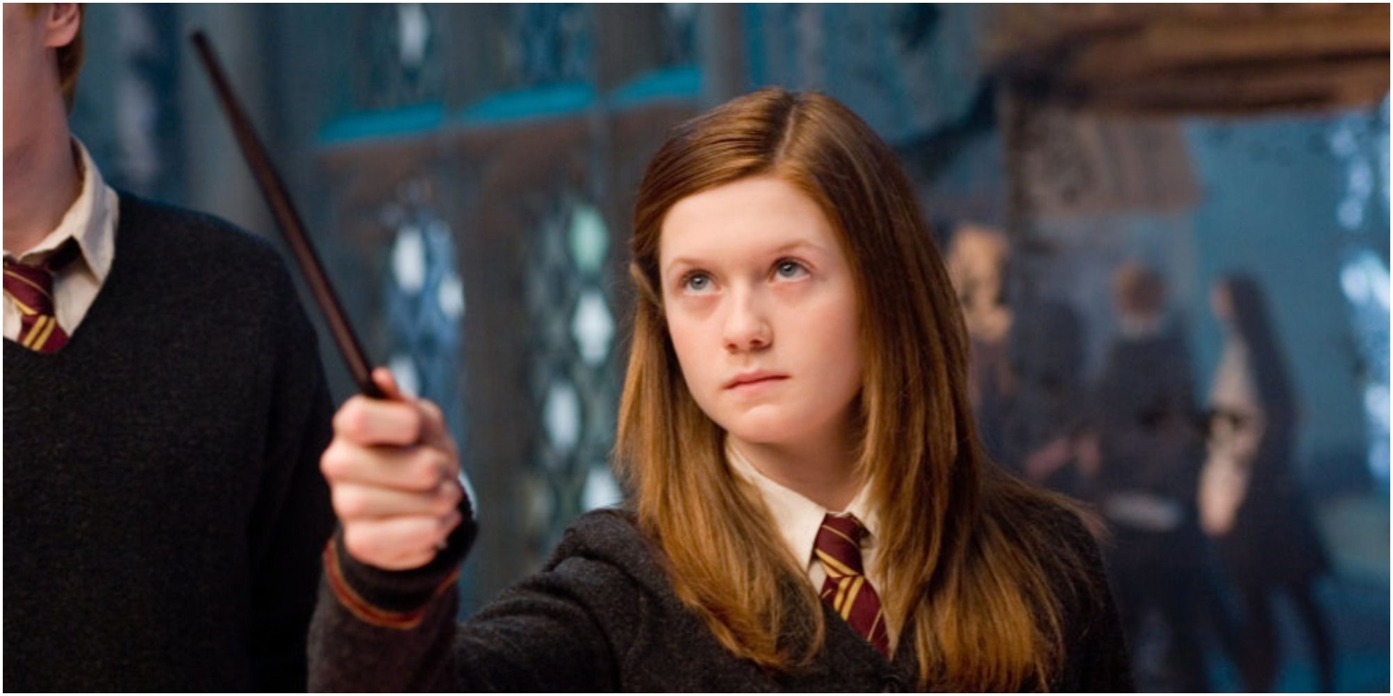 Ginny practising with Dumbledore's army in Harry Potter