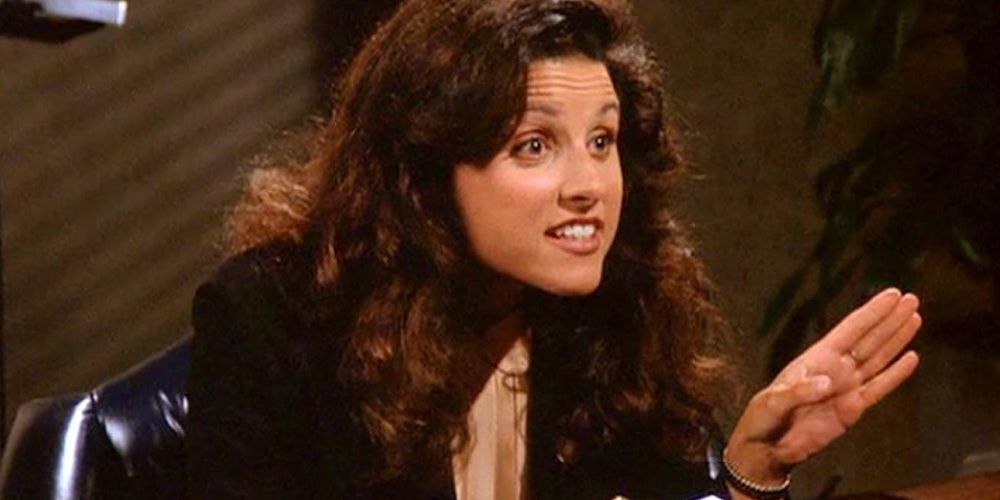 Elaine holding up her hand on Seinfeld
