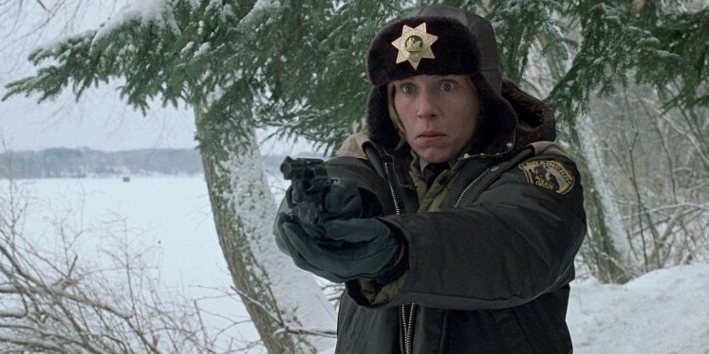 Frances McDormand holds a gun in Fargo