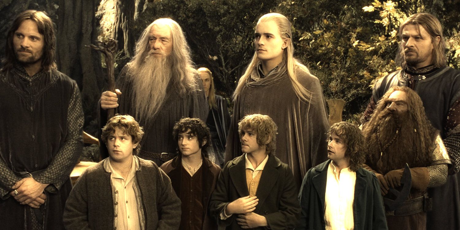 The Fellowship of the Ring gathered together in Elrond's kingdom in Lord of the Rings