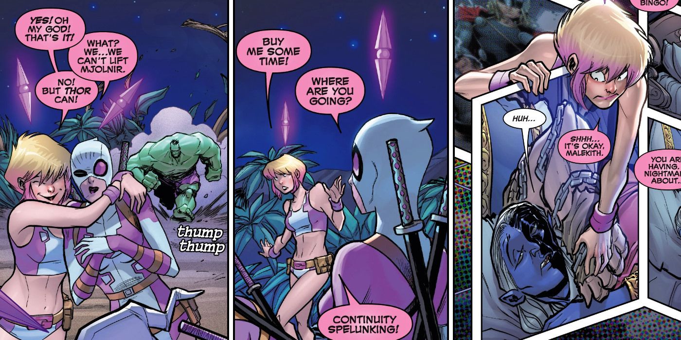 Gwenpool Steals Thors Arm in Comic