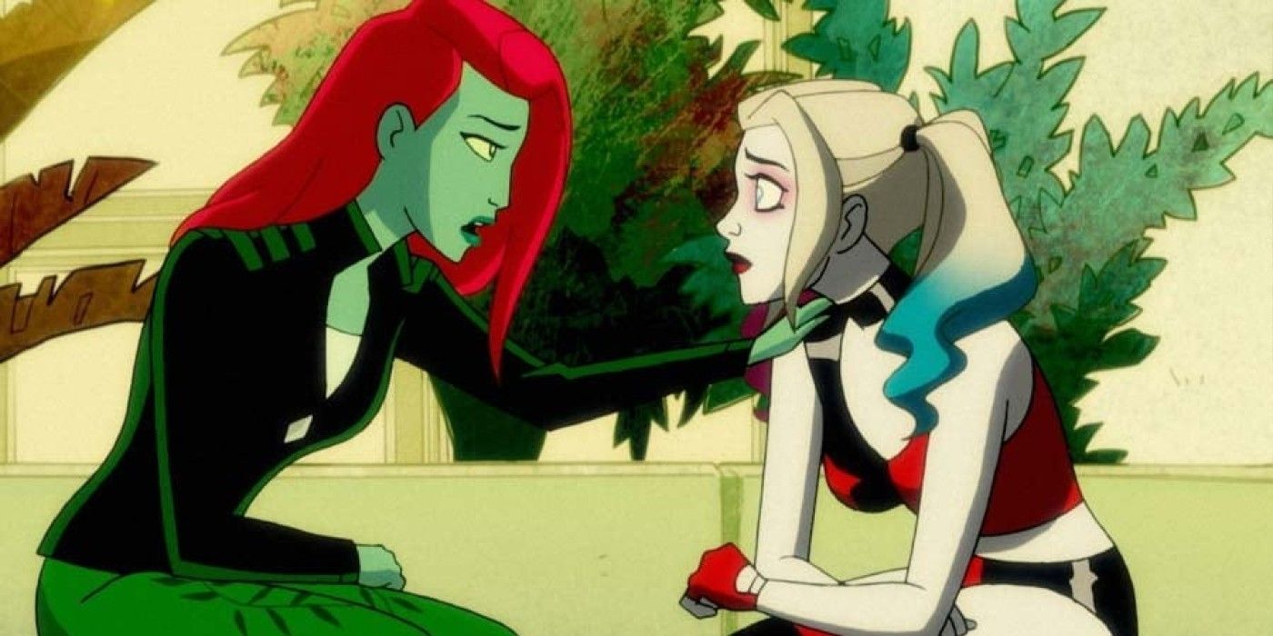 Harley Quinn and Poison Ivy talk in the Harley Quinn animated series.