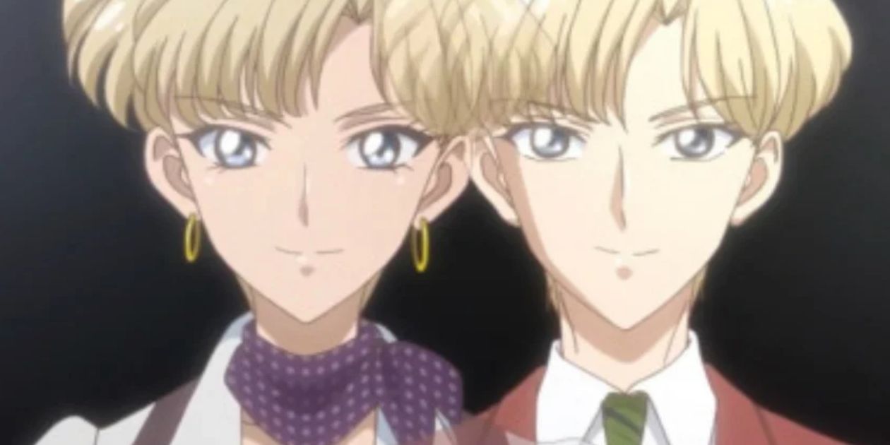 Haruka Tenou wearing her feminine and masculine outfits in Sailor Moon Crystal