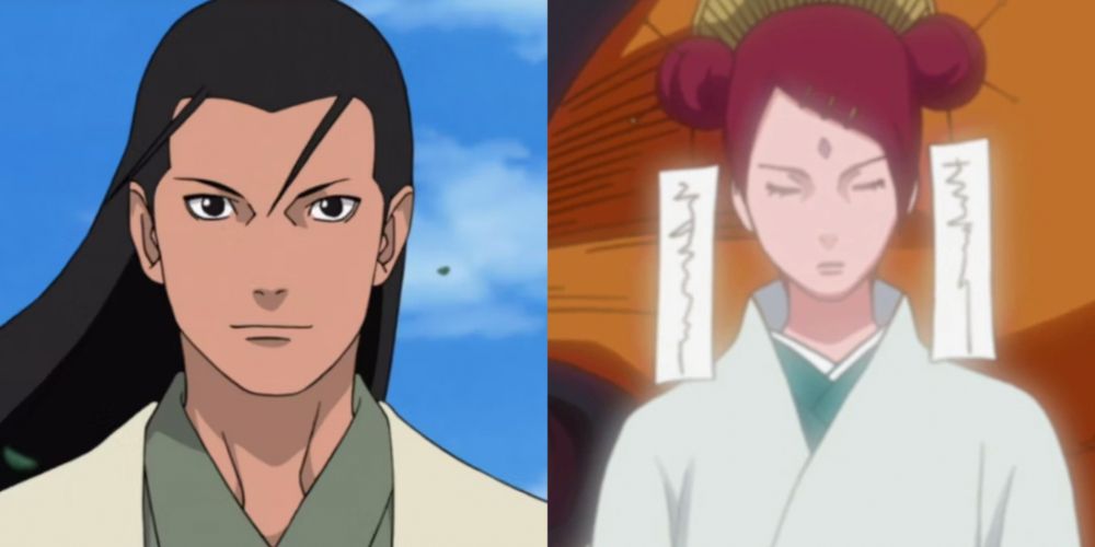 A split image features Hashirama Senju and Mito Uzumaki in Naruto
