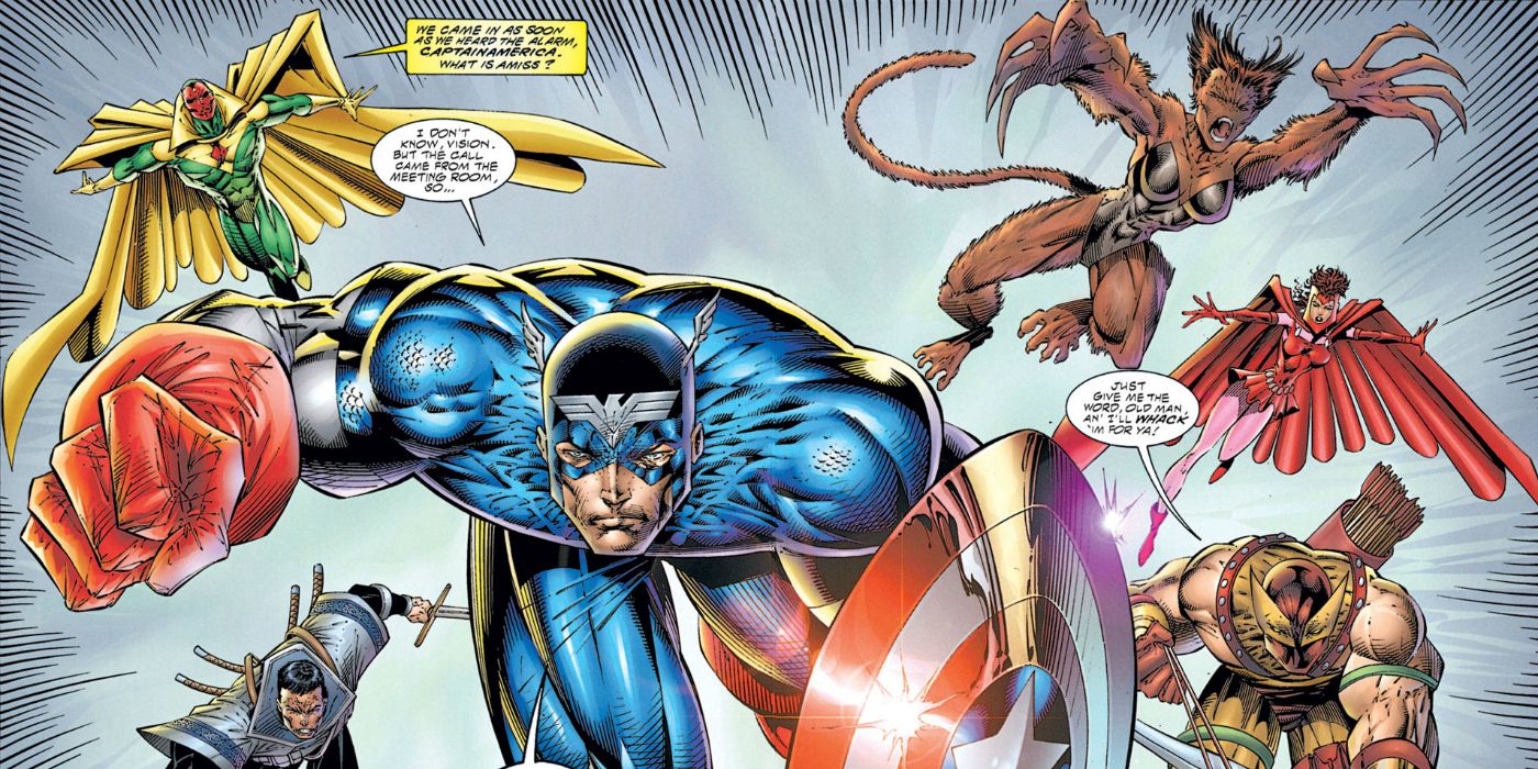 Heroes Reborn Avengers in a comic panel