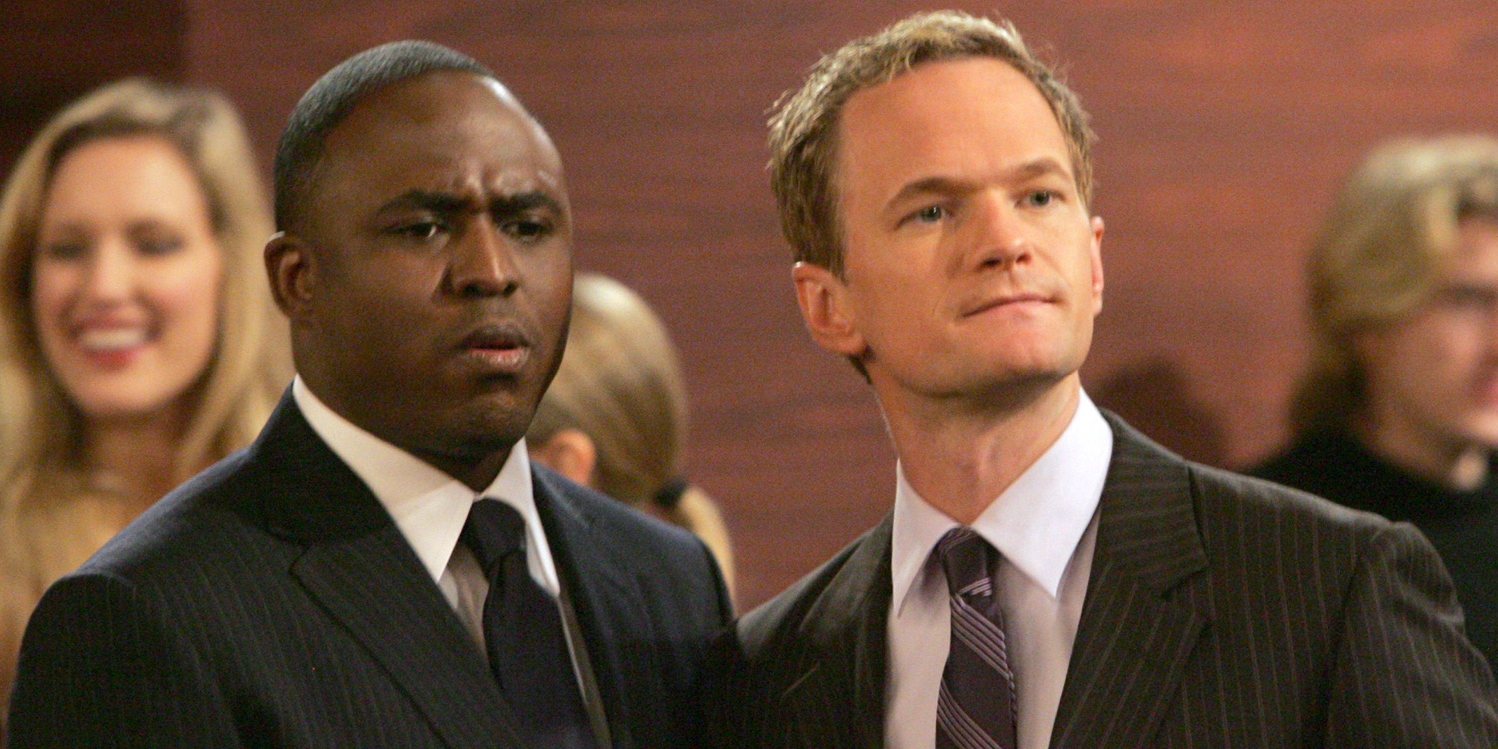 James and Barney Stinson wearing suits in HIMYM