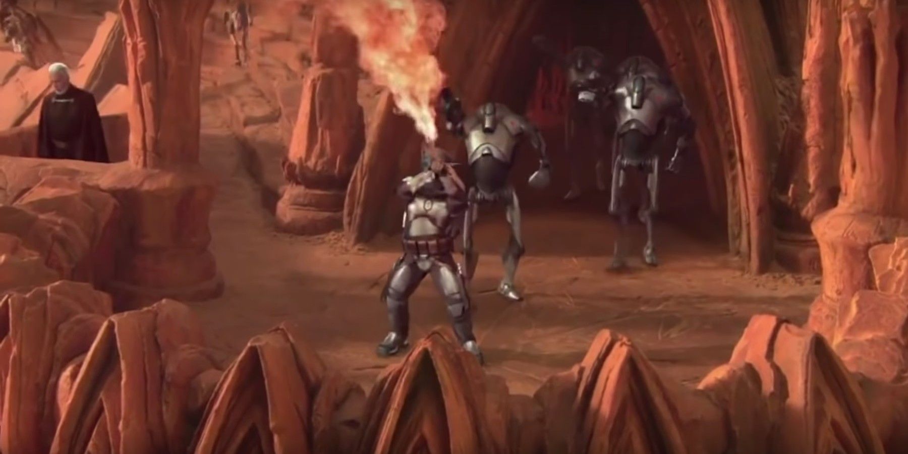 Jango Fett flamethrower in Star Wars Attack Of The Clones
