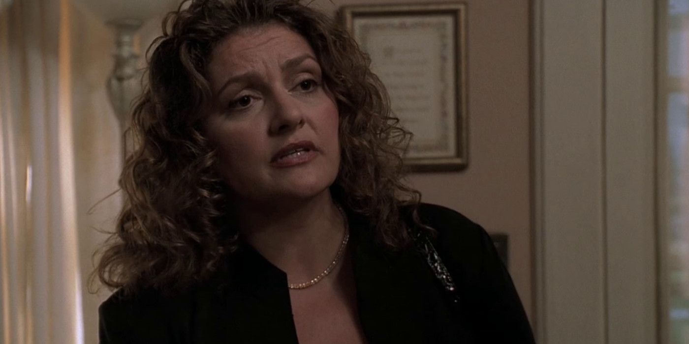 Janice Soprano wearing a black outfit in The Sopranos
