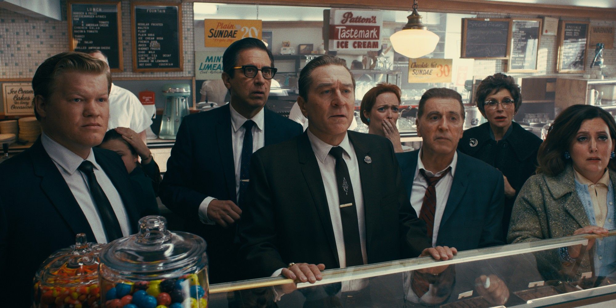 Jesse Plemons, Ray Romano, Robert De Niro, and Al Pacino in The Irishman