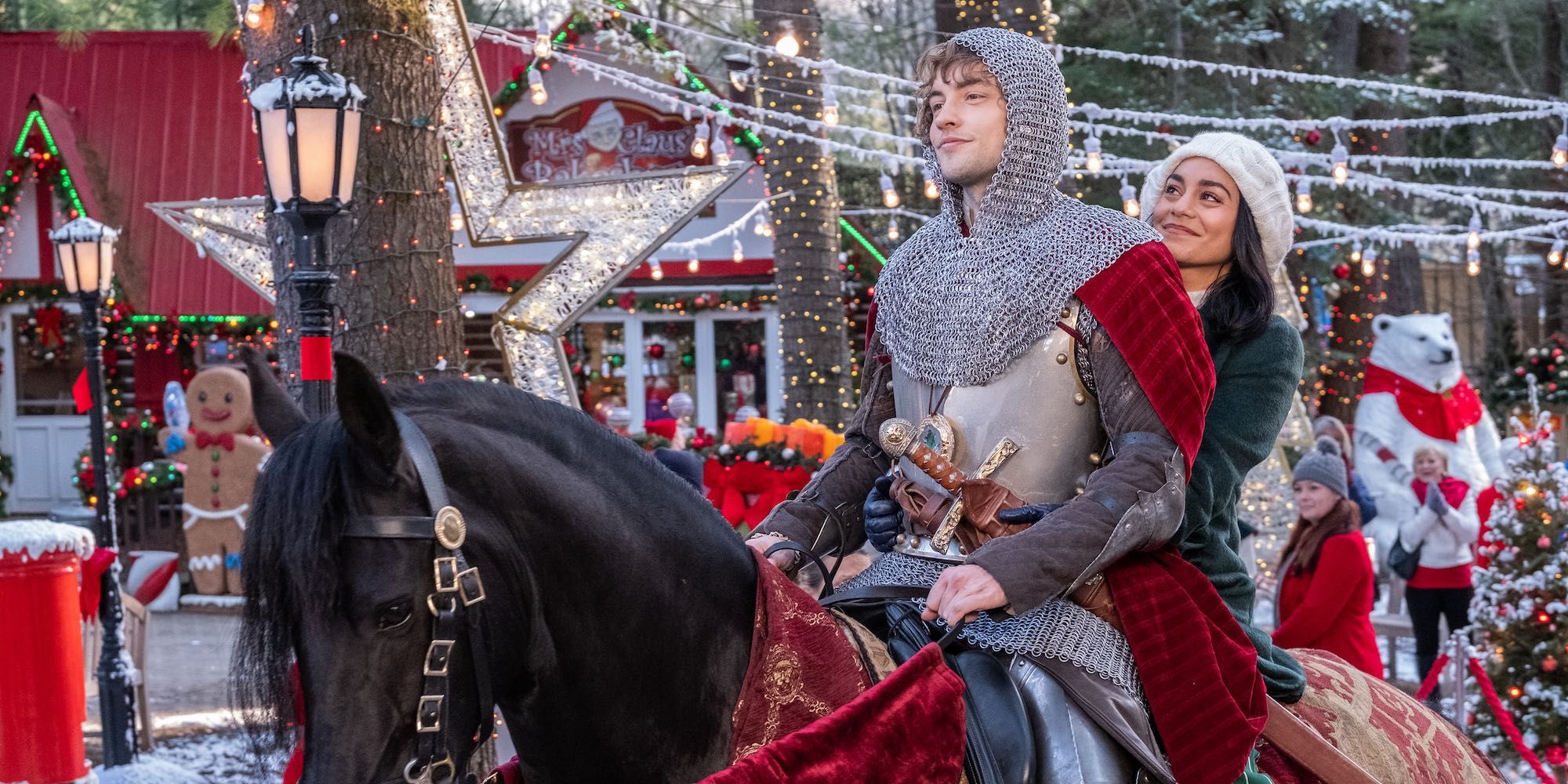 Josh Whitehouse and Vanessa Hudgens in Netflix's The Knight Before Christmas