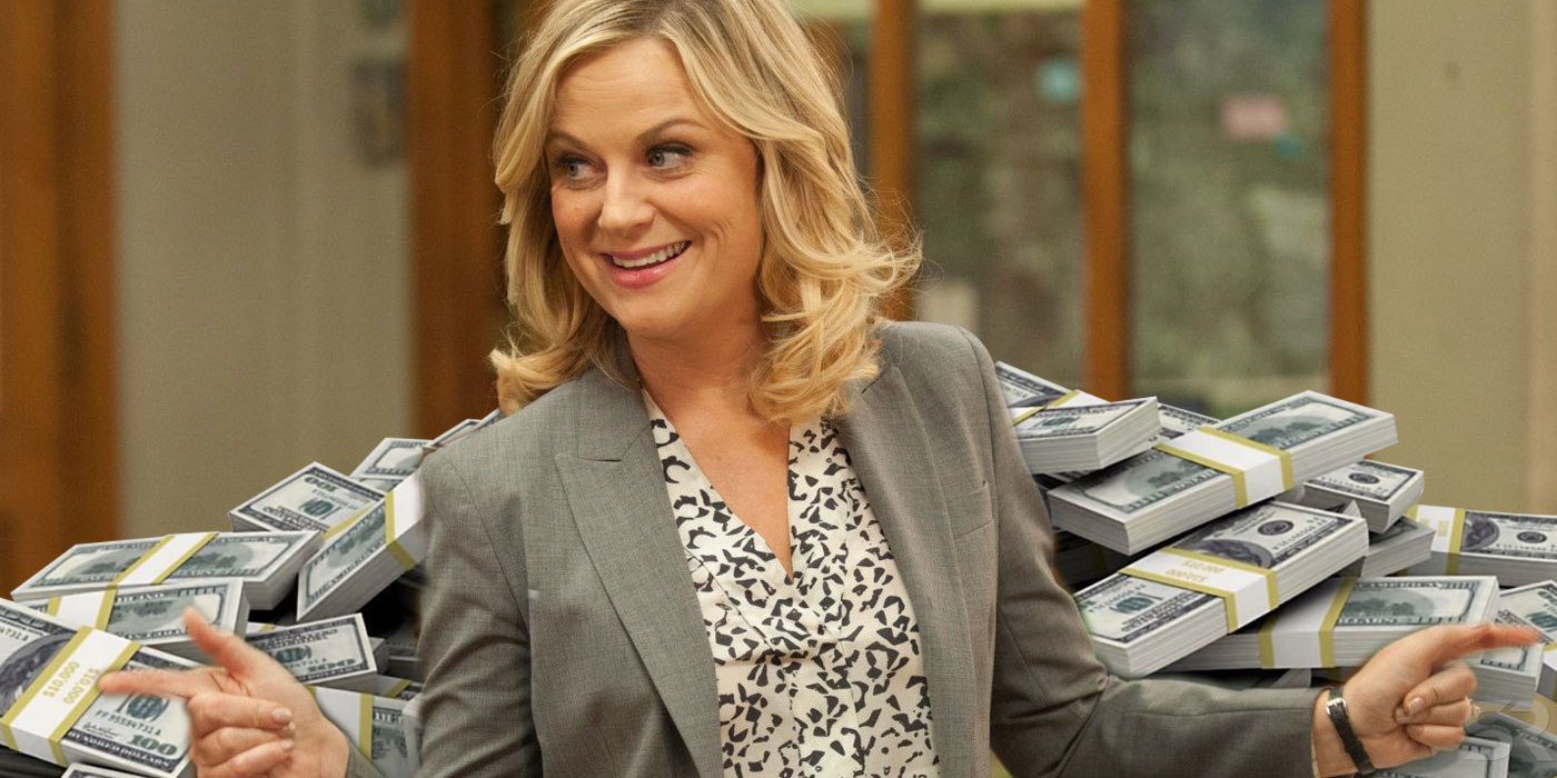 Leslie Knope with Money in Parks and Rec