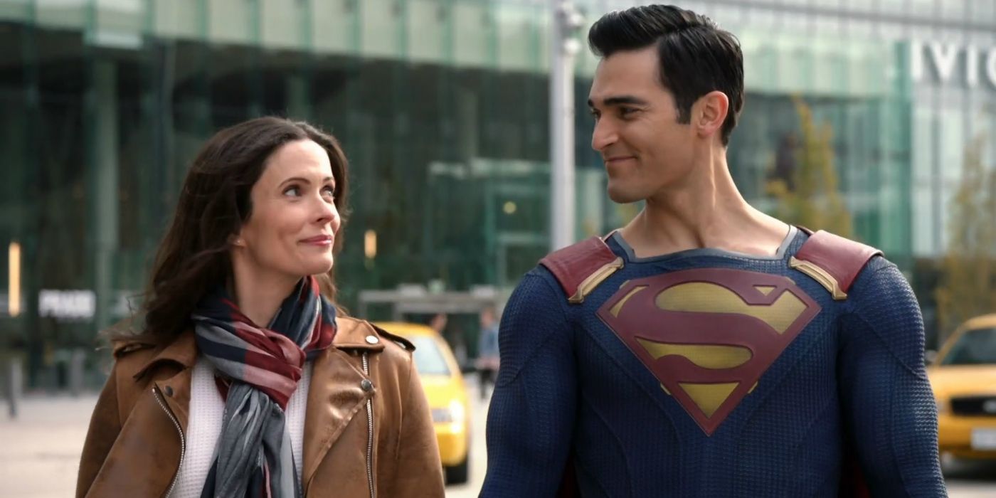 Lois and Superman look at each other