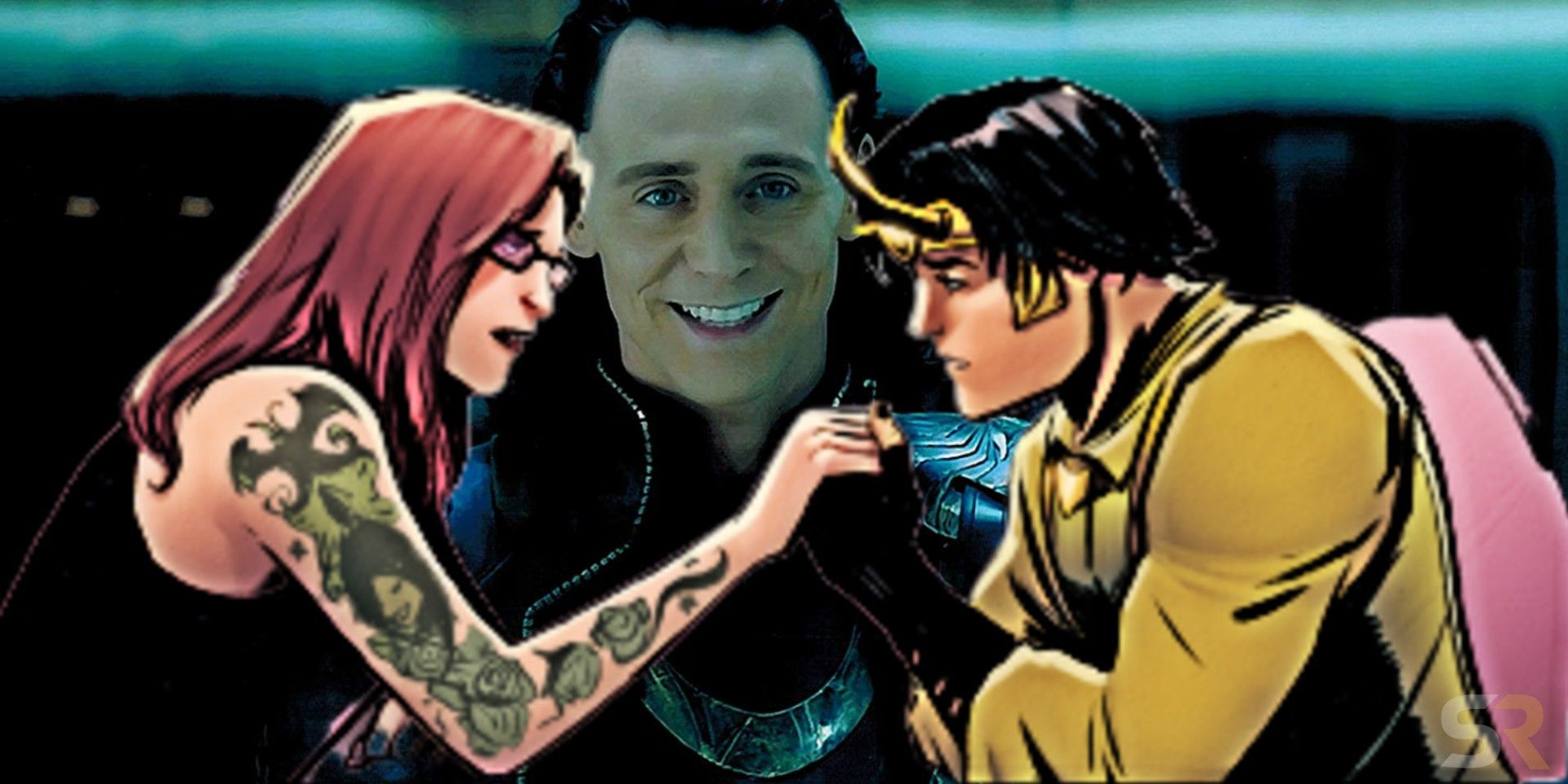 Blended image showing Verity Willis and Loki in the comics