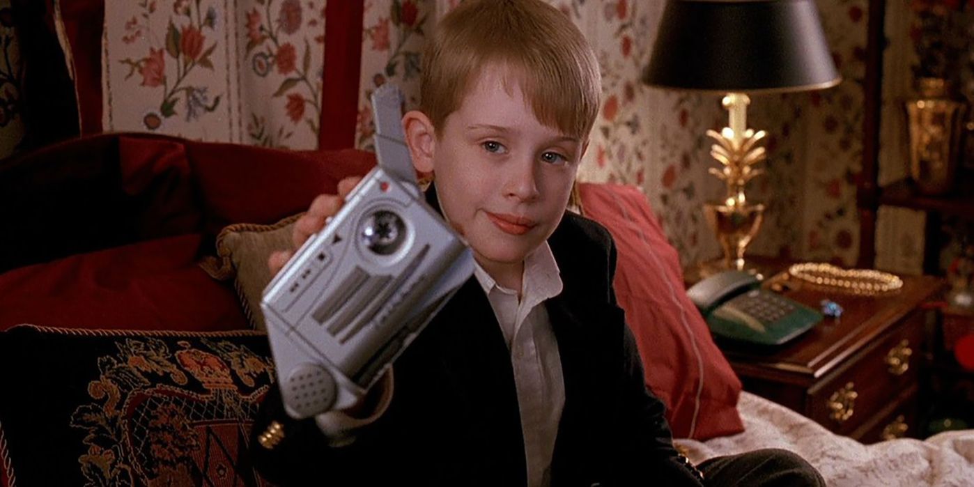 Kevin holding up a tape recorder in Home Alone 2