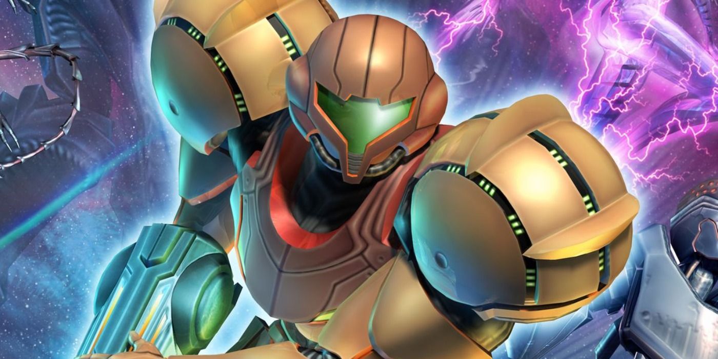 Official artwork for the Metroid Prime series, showing Samus in her iconic suit.