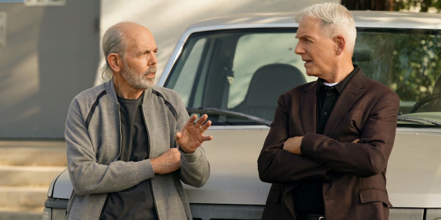 Fornell and Gibbs talk in front of a car in NCIS Head Of The Snake