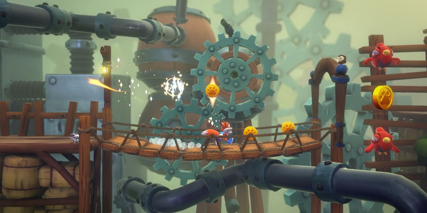 A screenshot of New Super Lucky's Tale Gear Level