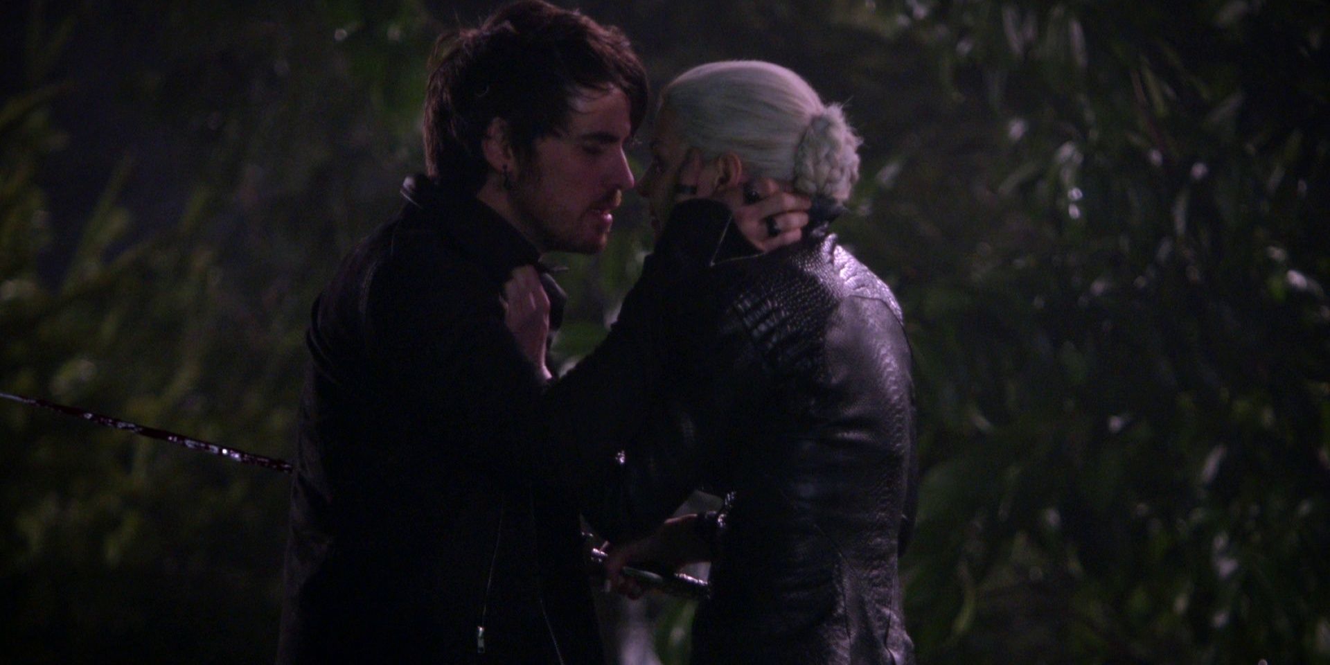 Dark One Emma stabs Captain Hook with the unified Excalibur in Once Upon A Time