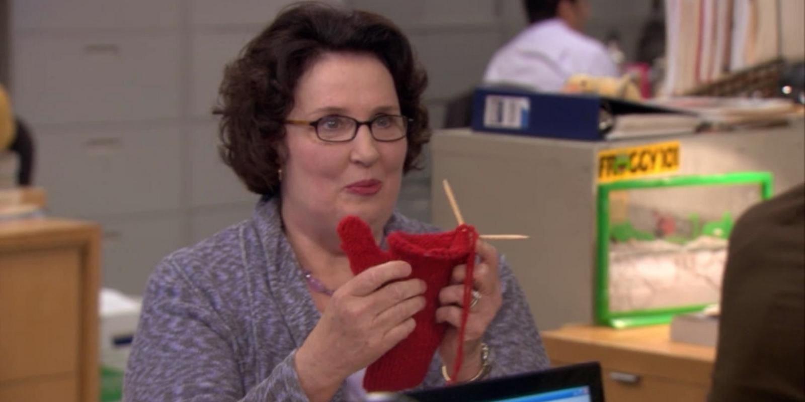 Phyllis knitting on The Office