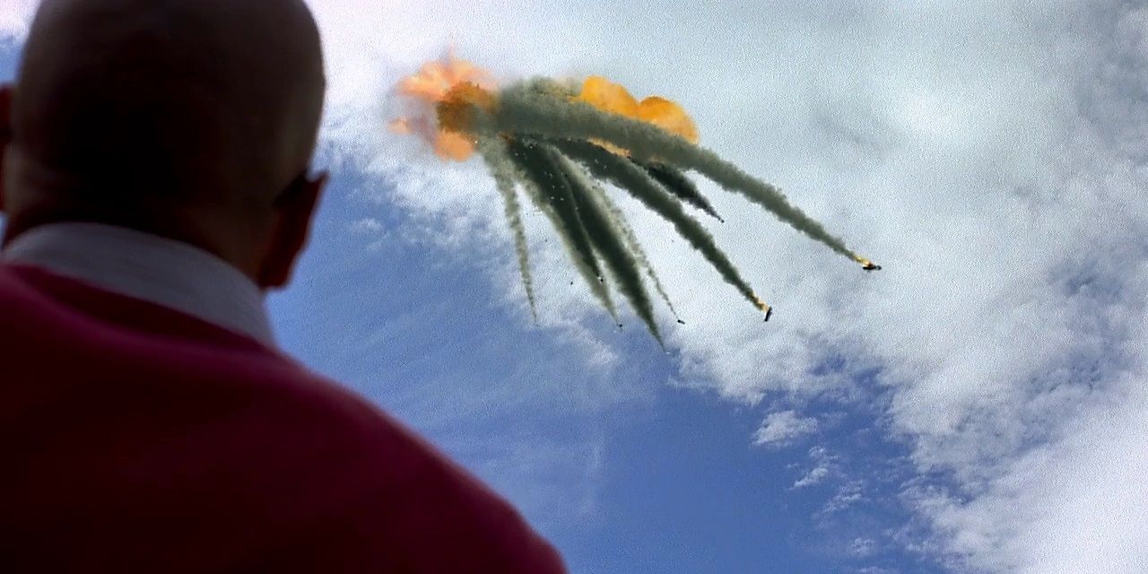 Walt looks up at the plane crash in Breaking Bad