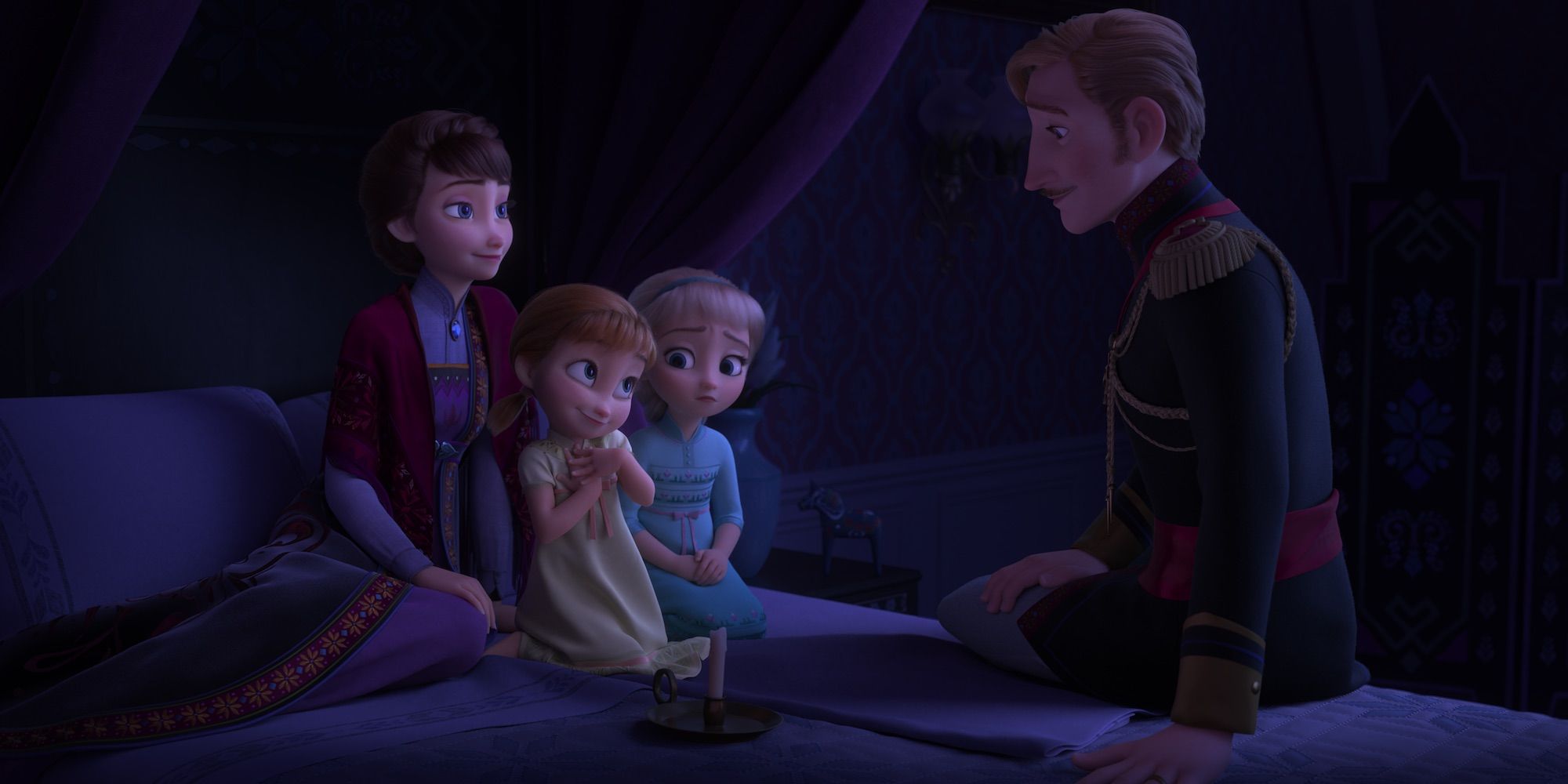 Queen Iduna, Anna, Elsa and King Agnarr in Frozen 2
