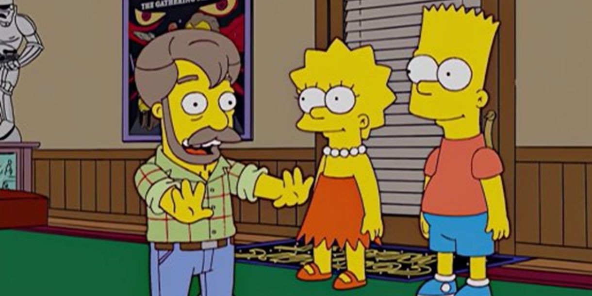 Bart and Lisa meet Randall Curtis in The Simpsons