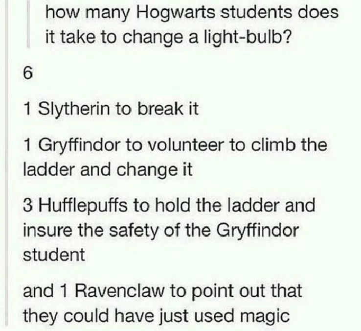 Ravenclaw Meme To Change a Lightbulb