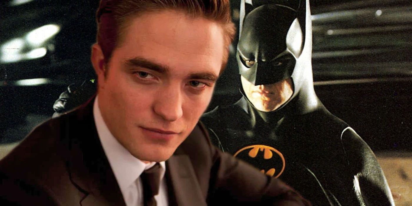 Robert Pattinson and Michael Keaton as Batman