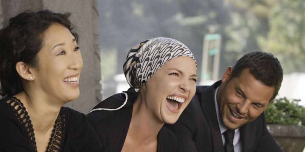 Izzie, Alex and Cristina laughing at George's funeral Grey's Anatomy