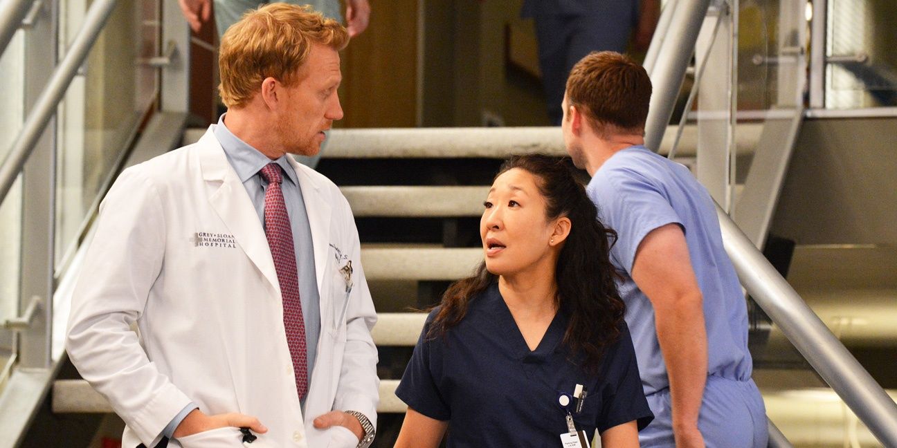 Owen and Cristina talking at the hospital on Grey's Anatomy