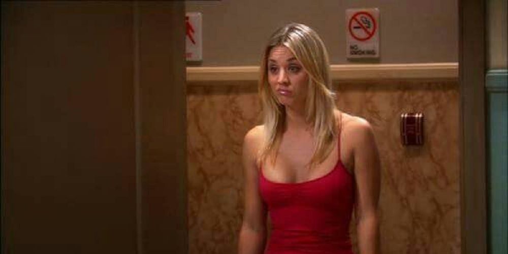 Penny looking defiant in The Big Bang Theory.