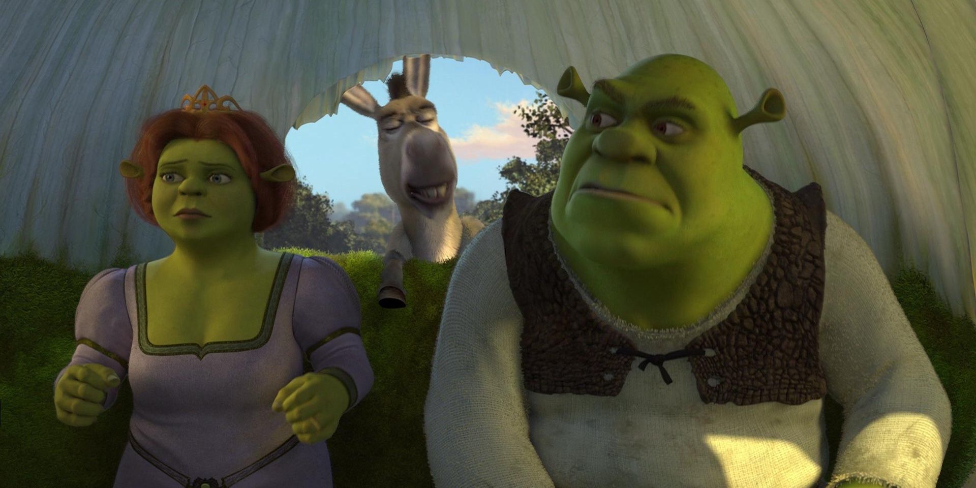 Shrek e Fiona irritados com Burro