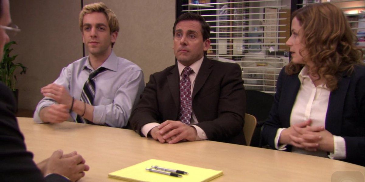 Michael, Pam, and Ryan negotiating in The Office