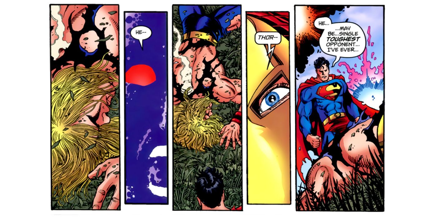 Superman Beats Thor in Avengers vs JLA