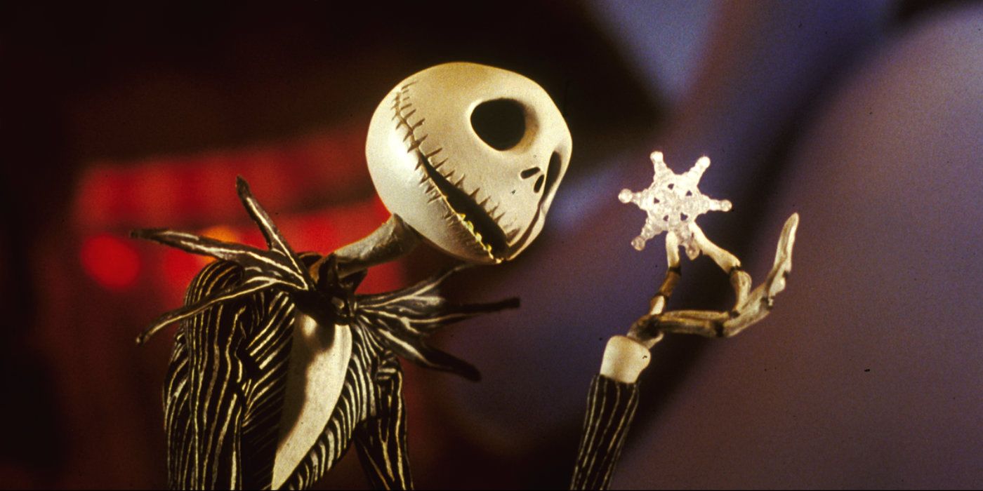 Jack Skellington holding a snowflake in The Nightmare Before Christmas