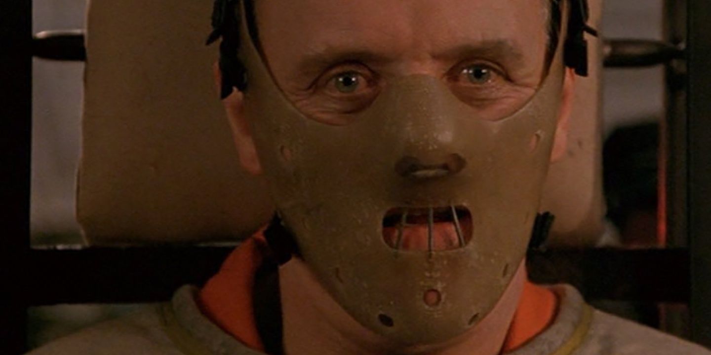 Hannibal Lecter wearing a mask in The Silence of the Lambs