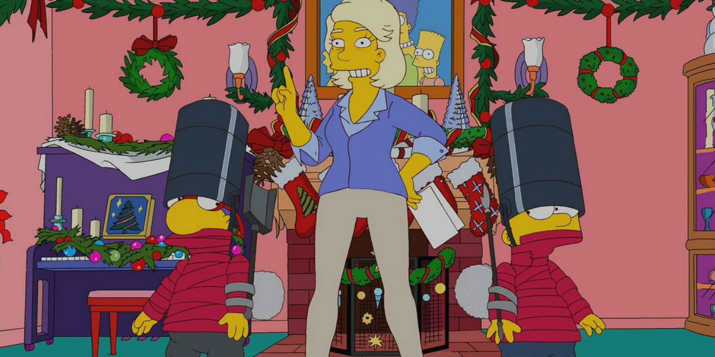 Martha Stewart dressing Bart and Millhouse like Christmas soldiers in The Simpsons