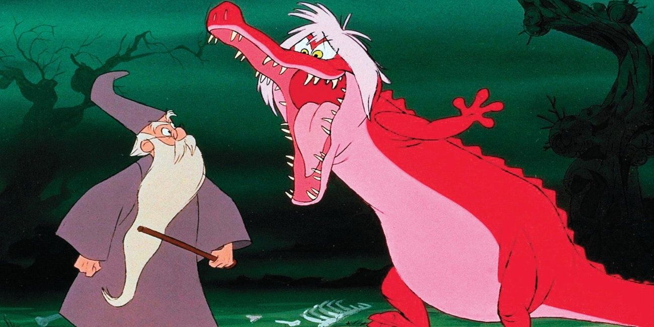Merlin and Mim have a wizard's duel in Sword in the Stone
