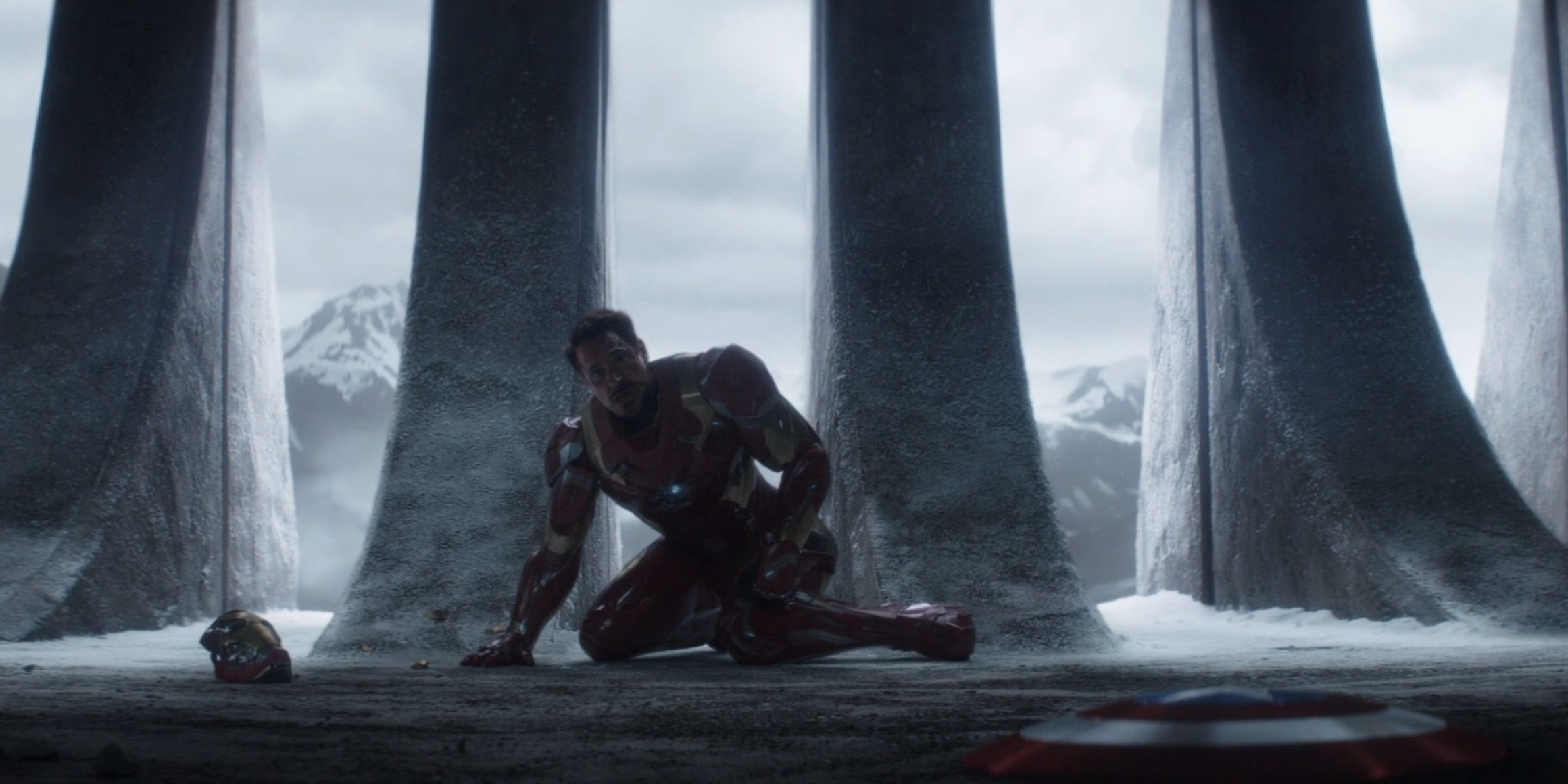 Tony takes Steve's shield in Captain America: Civil War