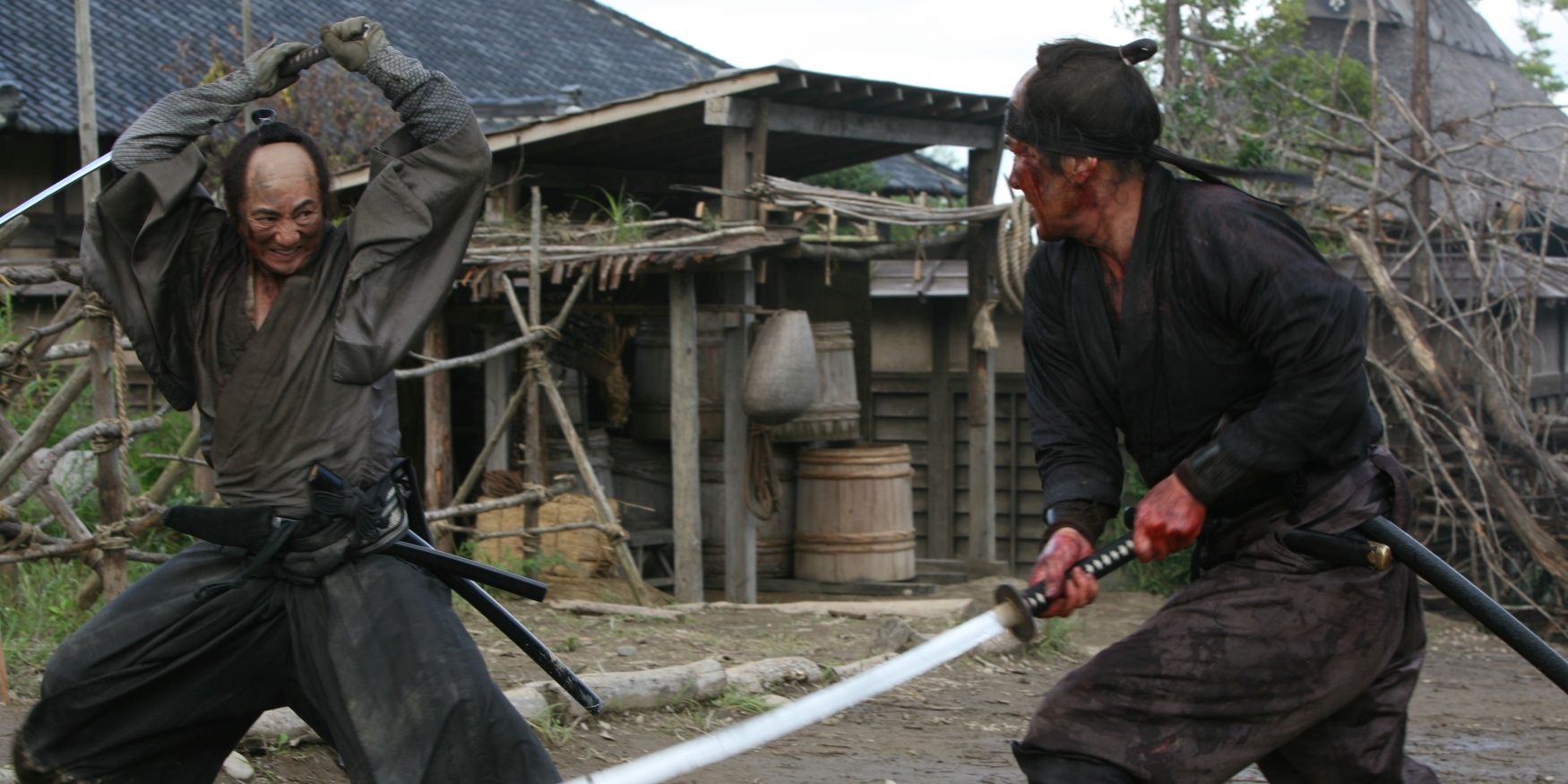 Two samurais have a swordfight