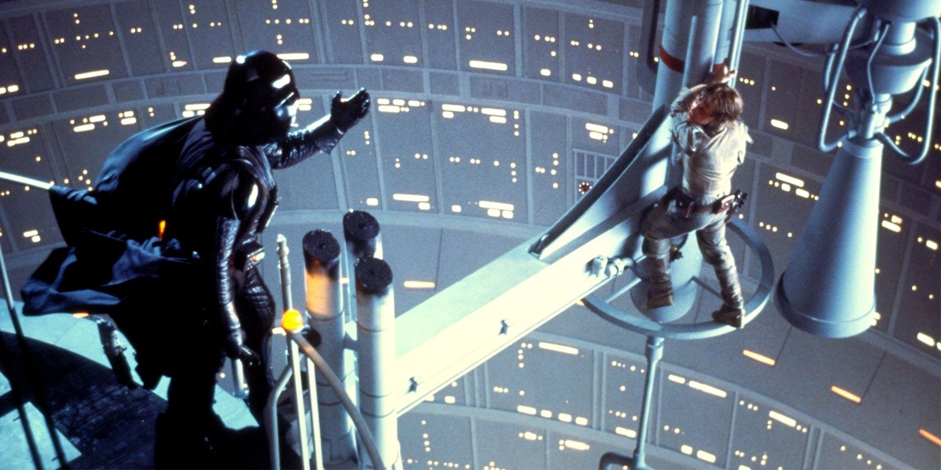 Vader holds out his hands towards Luke