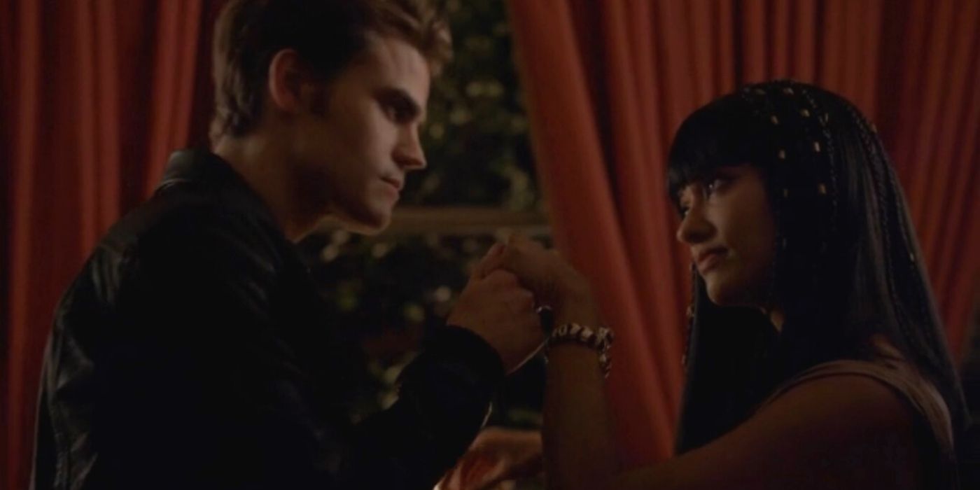 Qetsiyah and Stefan talking in The Vampire Diaries
